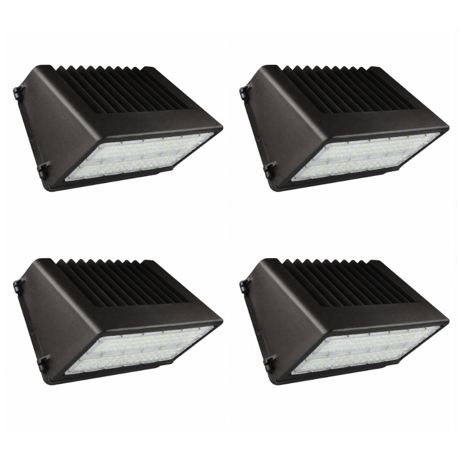 80W Full Cutoff LED Wall Pack Light, 11,200 Lumens, 250W Metal Halide Equivalent, 3000K/4000K/5000K CCT Selectable, Built-In Dusk-to-Dawn Photocell, 120-277V, DLC Premium, 5-Year Warranty
