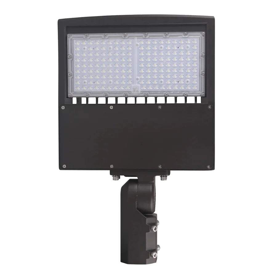 80W/100W/150W Selectable LED Parking Lot Light, Up to 21,000 Lumens, 5000K Daylight, Type III Distribution, 120-277V, 600W Metal Halide Equivalent, 0-10V Dimmable, IP65 Waterproof, Bronze Housing, UL & DLC Certified, 5-Year Warranty