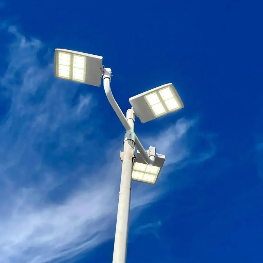 300W LED Parking Lot Light, 42,000 Lumens, 5000K Daylight, Type III/Type V Distribution, 277-480V, 1,000W Metal Halide Equivalent, Photocell Ready, 0-10V Dimmable, IP65 Waterproof, White Housing, UL & DLC Certified, 5-Year Warranty