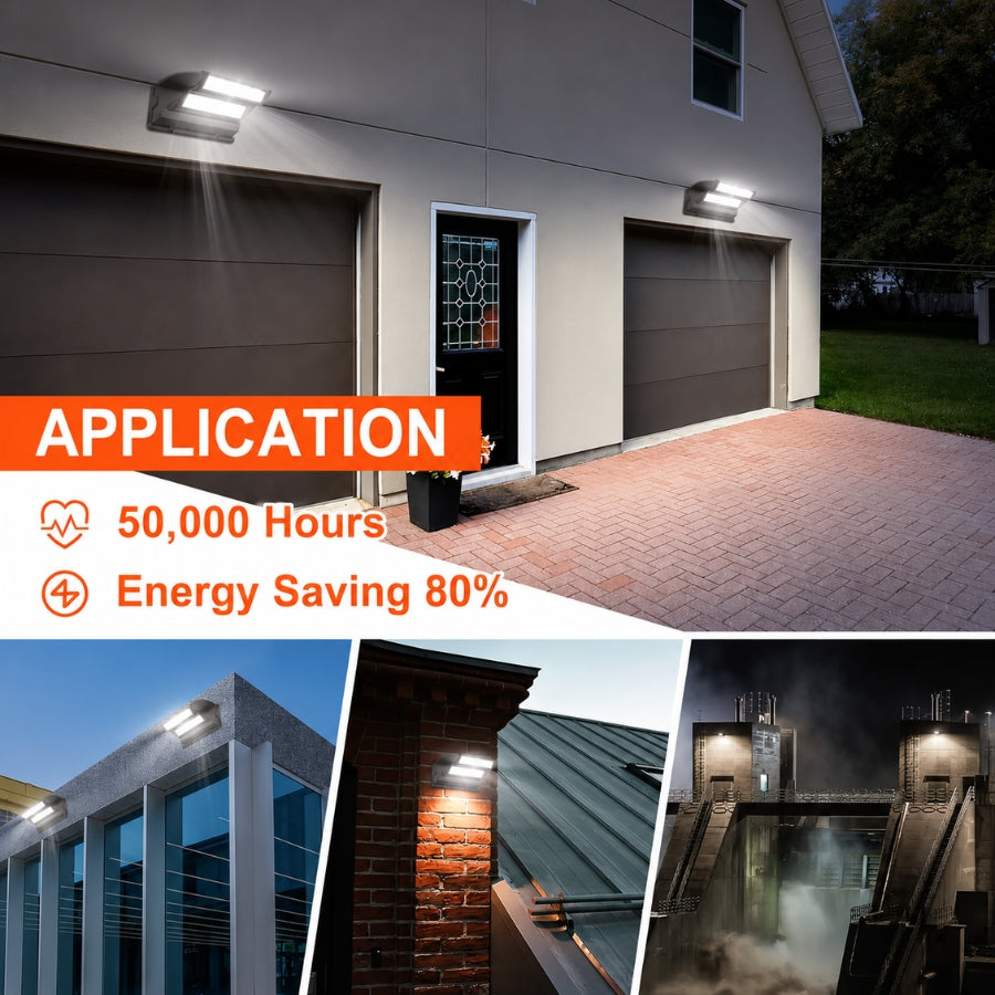 120W Rotatable LED Wall Pack Light, 16,200 Lumens, 400W Metal Halide Equivalent, 350° Adjustable Optics, 120-277V, DLC Premium, 5-Year Warranty