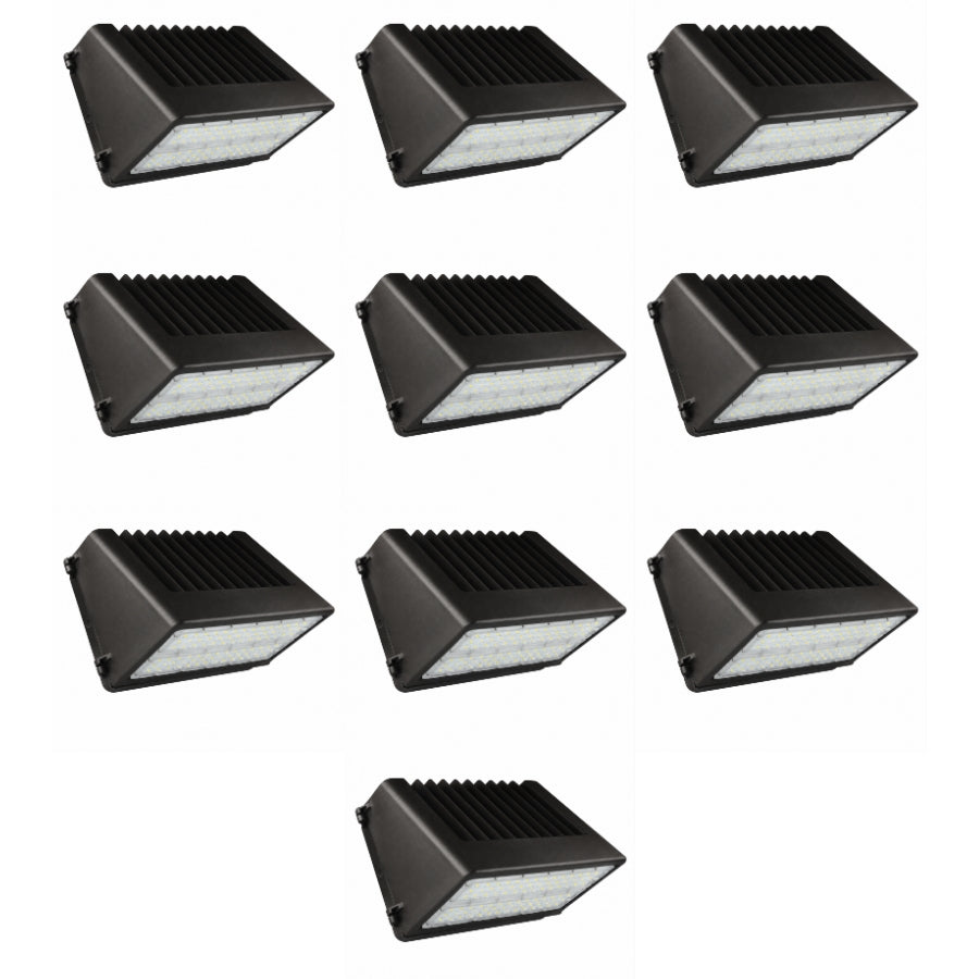 80W Full Cutoff LED Wall Pack Light, 11,200 Lumens, 250W Metal Halide Equivalent, 3000K/4000K/5000K CCT Selectable, Built-In Dusk-to-Dawn Photocell, 120-277V, DLC Premium, 5-Year Warranty