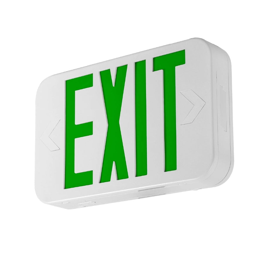 LED Exit Sign with Emergency Battery Backup, Red/Green Letters, Hardwired 120-277V AC, 90-Minute Backup, Double-Face Commercial Exit Light, Wall/Ceiling/Side Mount, UL 924 Listed
