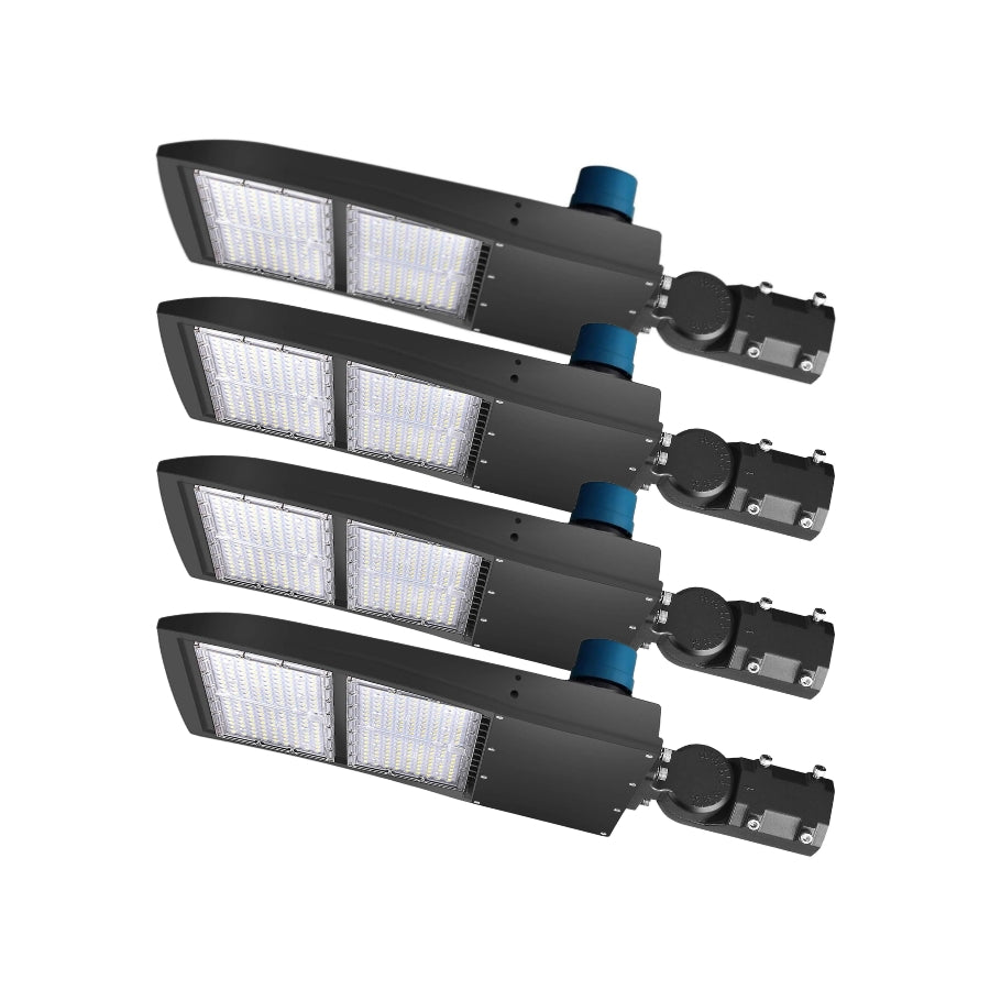 200W/240W/300W Selectable LED Parking Lot Light with Photocell, Up to 39,000 Lumens, 130 LM/W, 1,000W Metal Halide Equivalent, 100-277V, 0-10V Dimmable, Bronze Shoebox Area Light, Slipfitter/Arm Mount/Yoke Bracket, UL Listed