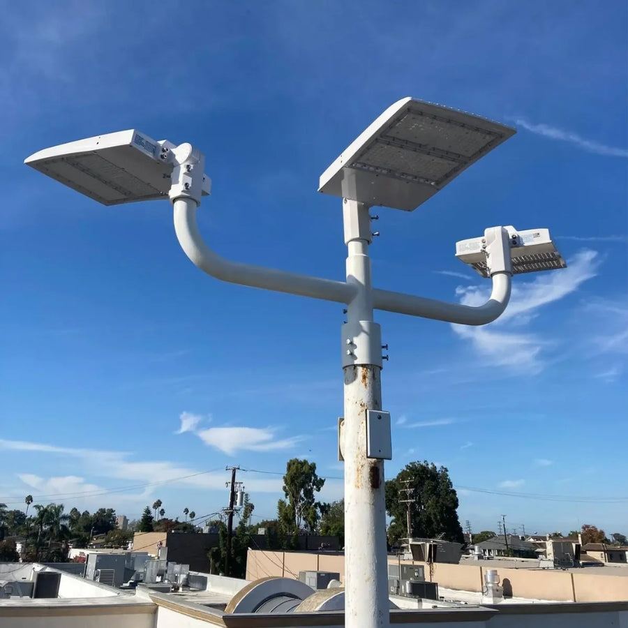 300W LED Parking Lot Light, 42,000 Lumens, 5000K Daylight, Type III/Type V Distribution, 277-480V, 1,000W Metal Halide Equivalent, Photocell Ready, 0-10V Dimmable, IP65 Waterproof, White Housing, UL & DLC Certified, 5-Year Warranty