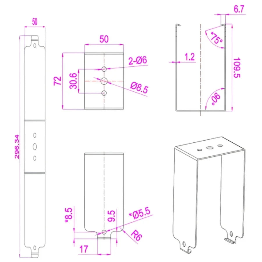 Surface Mounting Brackets for LED Linear High Bay Lights, 2-Pack, Heavy-Duty Ceiling Mount Brackets for Commercial & Industrial Lighting Fixtures