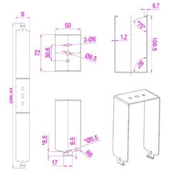 Surface Mounting Brackets for LED Linear High Bay Lights, 2-Pack, Heavy-Duty Ceiling Mount Brackets for Commercial & Industrial Lighting Fixtures